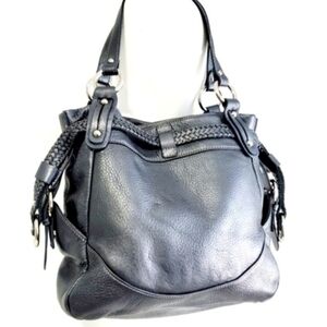 Metallic Gray Leather Shoulder Bag